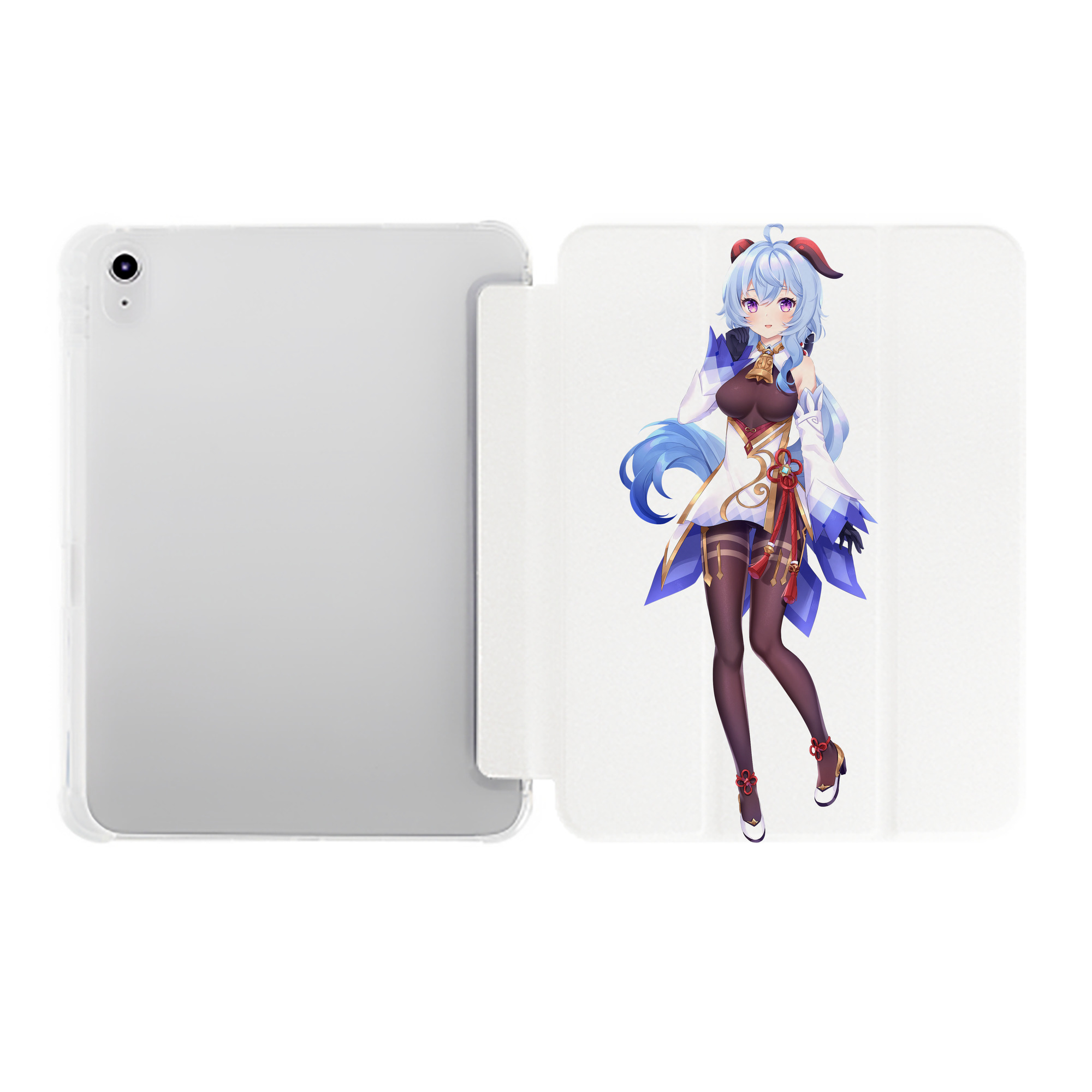 げんし神 甘雨 かんう genshin Ganyu IPad ケース ペン収納付き 三つ折りスタンド PUレザー×シリコン 対応機種9.5/10.5/10.9インチ